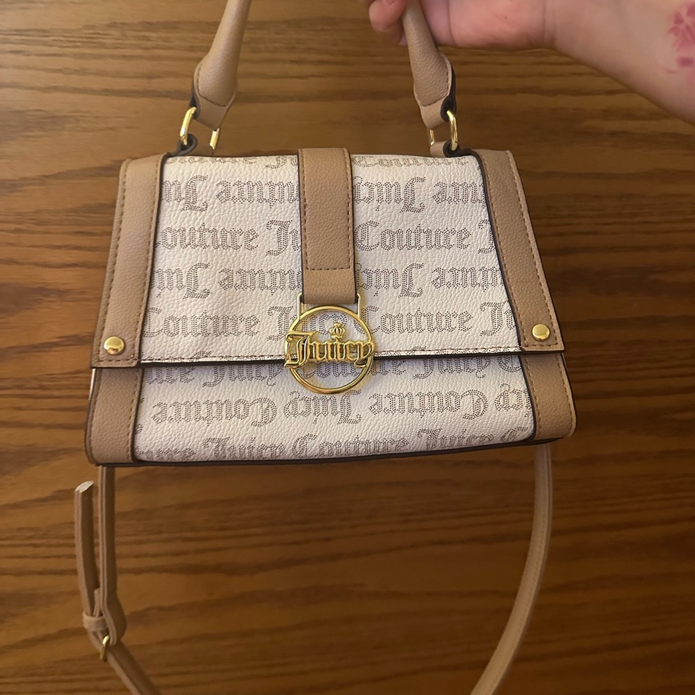 Juicy Couture Tan and Cream Mini Bag with Metallic Hardware